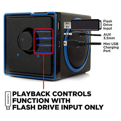 GOgroove SonaVERSE BX Wired Portable Speaker with USB Music Player - Cube Speaker with USB Flash Drive MP3 Input, 3.5mm AUX Port, Playback Buttons, Rechargeable 5 Hour Battery (Wired AUX Only)
