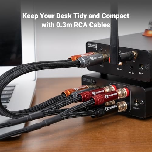 Fosi Audio 2RCA to 2RCA Cable 0.9Ft, Gold-Plated 2 RCA Male to 2 RCA Male Stereo Audio Cable for Home Theater Systems/Amplifier/Preamplifier/Active Speakers(0.3m/0.9Ft)