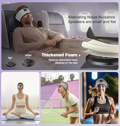 LC-dolida Sleep Headphones Wireless Bluetooth Headband Headphones for Sleeping Music Band Cozy Sleep Mask with Thin HD Stereo Speakers Perfect for Side Sleepers(Sliver) - color: Sliver