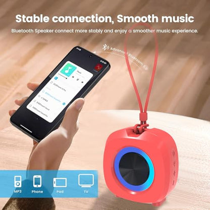 Bluetooth Speaker Portable Media Players Clear Loud Stereo Sound Deep Bass Wireless Speaker With Lights TWS IPX5 Waterproof Small Speakers Long Playtime for Home/Party/Outdoor/Beach Electronic Gadgets - color: Red