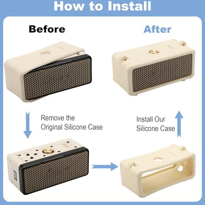 Silicone Cover for Marshall Emberton III Speaker, Soft Silicone Case Replacement Protective Skin Cover Portable Travel Sleeve with Shoulder Strap (Case Only) (Cream) - color: Cream