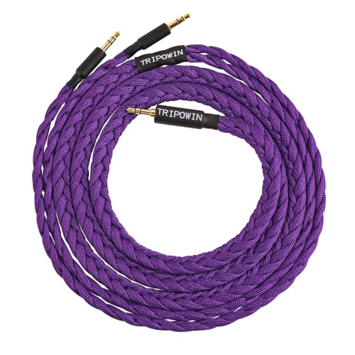 Linsoul Tripowin GranVia Upgraded OFC Headphone Replacement Cable | Dual 3.5mm Connector to 3.5mm Stereo Headphone Cable for HE4XX/HE-400i/HE400se/Goldplanar/Focal ELEGIA, Purple, 1.5m - color: Purple, size: 1.5m