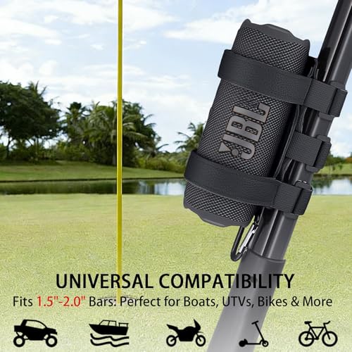 khanka Adjustable Speaker Mount for Bike/Boat/Golf Cart,Black | Adjustable Speaker Strap Holder for Most Bluetooth Speakers, Fits 1.5 to 2.0 Inch Bars, Non-Slip Outdoor Speaker Attachment - color: black