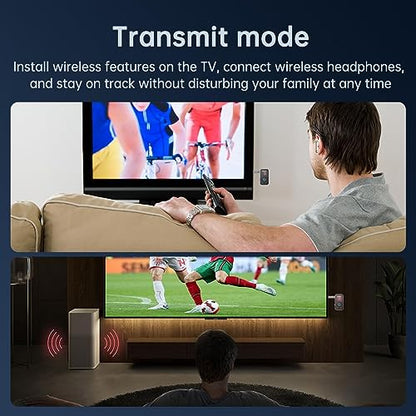 FMIIFMS Premium Pro Bluetooth 5.4 Transmitter Receiver,2-in-1 Wireless Transmitter for TV/Headphones,Gym,Bluetooth Receiver for Car/Home Stereo