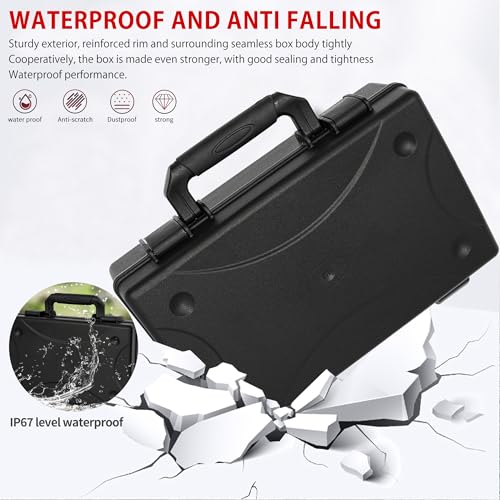 TORIBIO Hard Carrying Case with Foam, Shockproof Storage Box 13.6"x8.3"x2.5" - size: 13.6" x 8.3" x 2.5"