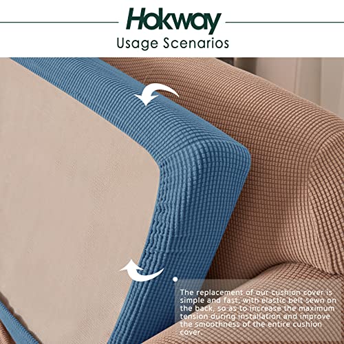 Hokway Stretch Couch Cushion Slipcovers Reversible Cushion Replacement Slipcovers Sofa Cushion Covers(Blue, 2 Pieces) - color: Blue, size: Small (2 Pieces)