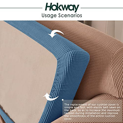 Hokway Stretch Couch Cushion Slipcovers Reversible Cushion Replacement Slipcovers Sofa Cushion Covers(Blue, 2 Pieces) - color: Blue, size: Small (2 Pieces)