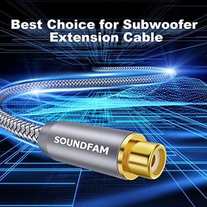 RCA Extension Cable,Subwoofer Cable Male to Female Gold-Plated for Home Theater, TV, Amplifier, Speaker etc-Grey(10ft/3M) - size: 10ft/3M, style: Subwoofer M/F