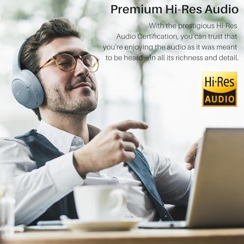 TOZO Hybrid Active Noise Cancelling Headphones, Hi Res Audio | Wireless Over Ear Bluetooth Headset, 60H Playtime, Custom EQ via App Deep Bass Comfort Fit Ear Cups, for Home Office Travel - color: Blue