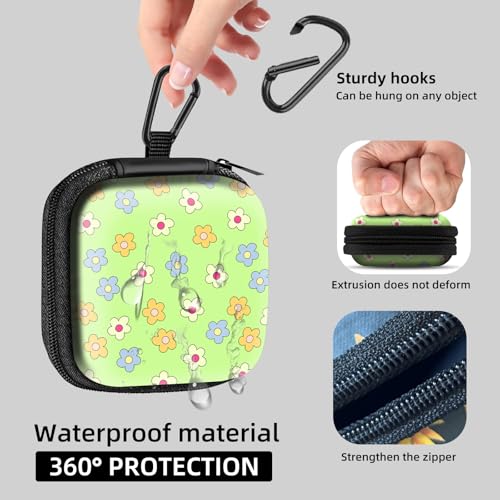 Square Data Cable Earbud Charger Coin Storage Bag Shockproof and Drop-Proof EVA Material Compatible with AirPod(Cute Flowers) - color: cute Flowers