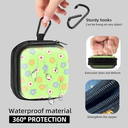 Square Data Cable Earbud Charger Coin Storage Bag Shockproof and Drop-Proof EVA Material Compatible with AirPod(Cute Flowers) - color: cute Flowers