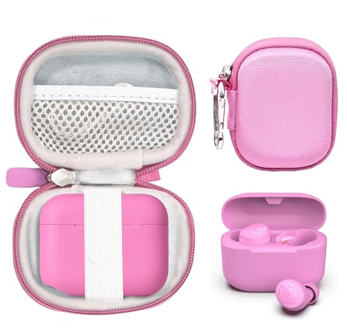 Case for JLab Go Pop+,Go Air Pop, Air Tones+/ Tones, JBuds Mini True Wireless Earbuds, Compact Organizer for the Charger case and Charger Cord (Cotton Candy Pink) - color: Cotton Candy Pink