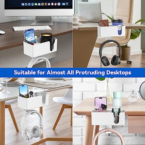 KDD Headphone Stand, Controller & Headset Holder & 4 in 1 Desk Cup Holder - Clamp on Under Desk Headphone Hanger