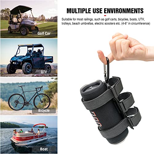Portable Speaker Mount for Wireless Bluetooth Speakers with 7.5''-12.5'' Circumference, Waterproof Adjustable Strap Accessory Holder Fits UTV Golf Cart Bike or Boat Railing/Cross bar/Frame - size: Small