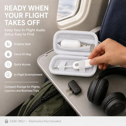 COMECASE Bluetooth Transmitter Case for AirFly SE/Pro 2/Pro/Duo | Hard EVA, Deep Mesh Pocket, Dual Elastic Straps, Fits for Avantree Relay, for 1Mii, Airplane Travel Tech, Case Only, White - color: White