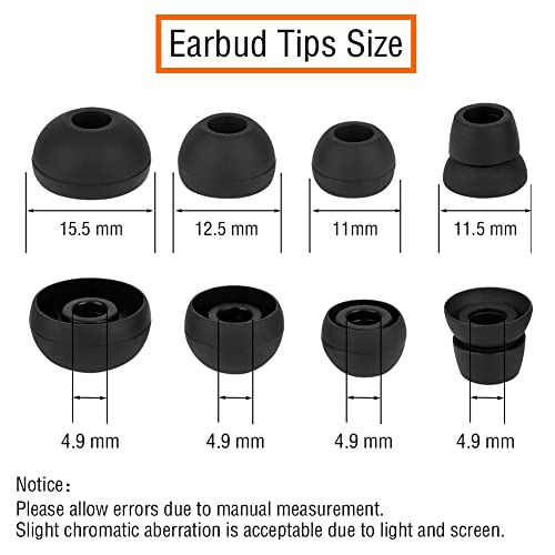 4 Pairs Silicone Earbud Tips Replacement Eartips Earbuds Cap Eartips Tips Compatible with Powerbeats 1/2/3 Wireless Beats by Dre Headphones (Black) - color: Black