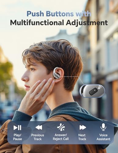 Wireless Earbuds 40H Bluetooth 5.3 Sport Headphones with Earhooks,White | Sweatproof & Waterproof,In-ear Buds Feature Easy Button & Deep Bass, Stereo Sound Device for Gym Running Workout - color: Moonlight White