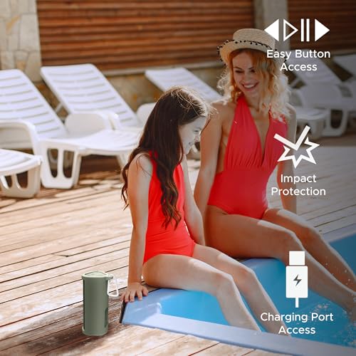 Heavy Duty Protective Carrying Case for Sonos Roam 2 | Green | Compatible with Sonos Roam, Roam 2 & Roam SL | Includes Bluetooth Button | Protect Your Wireless Speaker | Cover / Sleeve - color: Green