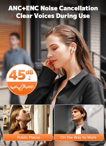 Wireless Earbuds, Bluetooth 5.4 Ear Buds, ENC Noise Cancelling Headphones with 48H Playtime, Bass Stereo Sound, Compatible with iPhone Air/17/16/15/14/Android, Pad - Sky Blue - color: Sliver