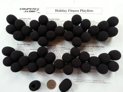 Foam Microphone Windscreens (Microphone Covers) 50-Pack Headset/Lapel (Lavalier) Fitness Center Pack Black