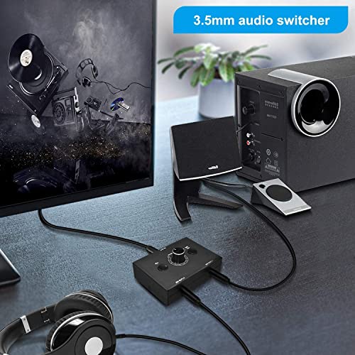 3.5mm Audio Selector Audio Switcher, Speaker Switch, AUX Switch Box, AB Switcher Selector, Bi-Directional (3.5mm 1In-2Out/2In-1Out)
