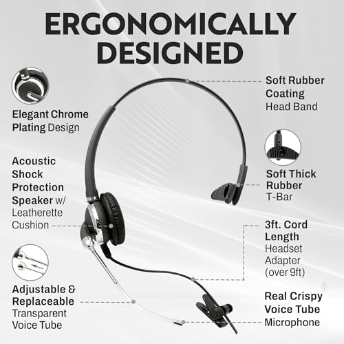 INNOTALK Cisco Phone Headset, Pro Voice Tube Mic Wired Headset with QD Sturdy 9 Ft. Cord Pigtail Adapter, Wired Headphones, Cost Effective Corded Headset - size: VoiceTube-Mono