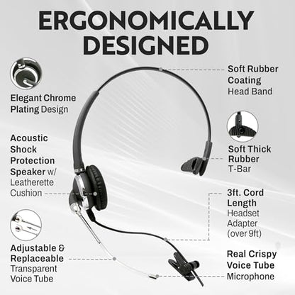 INNOTALK Cisco Phone Headset, Pro Voice Tube Mic Wired Headset with QD Sturdy 9 Ft. Cord Pigtail Adapter, Wired Headphones, Cost Effective Corded Headset - size: VoiceTube-Mono