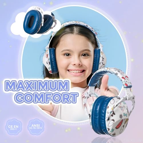 Kids Ear Protection Safety Ear Muffs, NRR 25dB Noise Reduction Children Earmuffs, Hearing Protectors for Sleeping, Studying, Airplane, Concerts, Fireworks-Panda with Blue Band - color: Blue Band Panda