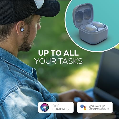 Mini Invisible Wireless Earbuds, Bluetooth 5.3, Mic & Charging Case, Blue | 12-HR Playtime, Touch Control, Sweat & Splash Resistant, Works with Siri, Alexa & Google, Compatible with iPhone & Android - color: D-Blue