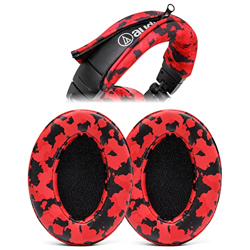 WC PadZ & BandZ Bundle - Replacement Earpads and Headband Cover for ATH M50X and M Series Headphones | Red Camo Pack