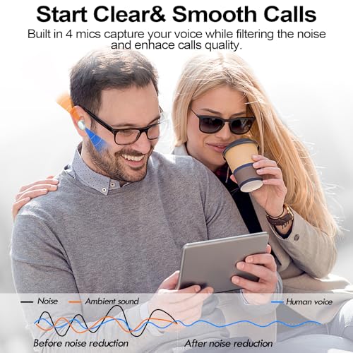 kurdene Wireless Earbuds Bluetooth 5.4 in Ear Buds Light Weight Headphones,Deep Bass Sound,Built in Mics Headset,Clear Calls Earphones for Sports Workout Light Blue - color: Blue