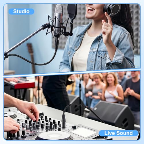 New Bee XLR Cable 6ft 2-Pack Male to Female Microphone Cable | Balanced 3 Pin, Nylon Braided, for Studio Recording, Mixing, Powered Speakers & Audio Interface - size: 6 Feet