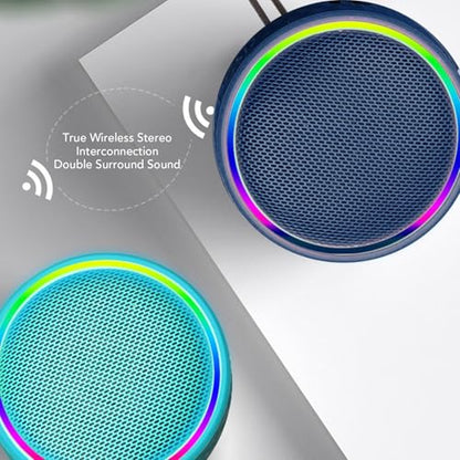 Diyeeni Bluetooth Shower Speaker, IPX6 Water Proof Portable Bluetooth 5.3 Speakers with Suction Cup, Mini Wireless Speaker with RGB Lights, Loud Stereo Sound for Bathroom (Blue) - color: Blue