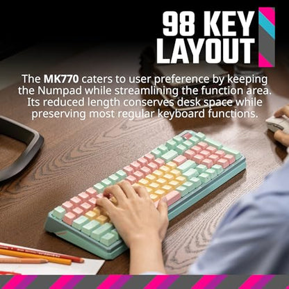 Cooler Master MK770 Macaron Wireless Mechanical RGB Gaming Keyboard, Kailh Box V2 Click White Switches, Gasket Structure, Hot-Swappable, Bluetooth|2.4GHz, Tactile 3-Way Dial, QWERTY (MK-770-MCKW1-US) - style: MK770 Macaron White