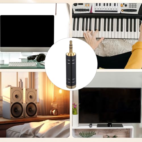 QfwdfcTrenz 6.35mm to 3.5mm Adapter Copper 1/4 to 3.5mm Adapter Stereo 1/4 to-1/8 Audio Adapters 3.5 mm(1/8'') Plug Male to-6.35 mm (1/4'') Jack Female Headphone Jack Adapters for Headphone Amp Black