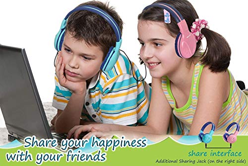SIMOLIO 2 Pack Kids Bluetooth Headphones with Share Port, Foldable w/Case | 75/85/94dB Volume Limit with Microphone for Toddler Teens, 30H Playtime, Bluetooth 6.0 for School Airplane iPad PC Travel - color: Mint & Pink