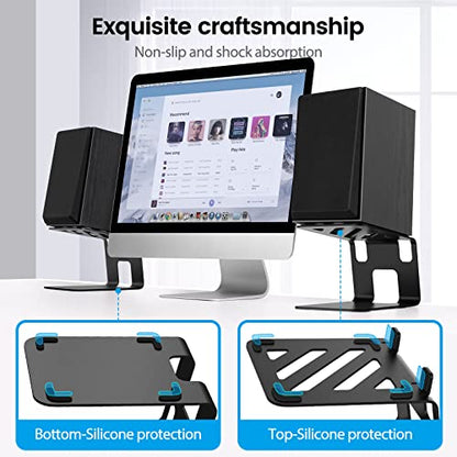 VAYDEER Desktop Speaker Stands with Vibration Absorption Pads, Metal Speaker Stands Pair Support Up to 40lbs,Bookshelf Speaker Stands for Better Audio Experience (7.09 x 5.51 x 5.12 inch)