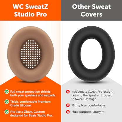 WC SweatZ Studio Pro - Patented Silicone Earpad Covers for Beats Studio Pro | Made by Wicked Cushions | Sweatproof & Easily Washable | Dune - color: Dune