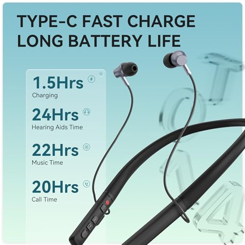Hearing Aids, Bluetooth Hearing Aid for Seniors Adults, Neckband Rechargeable Hearing Amplifiers with Volume Control