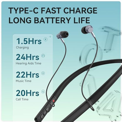 Hearing Aids, Bluetooth Hearing Aid for Seniors Adults, Neckband Rechargeable Hearing Amplifiers with Volume Control