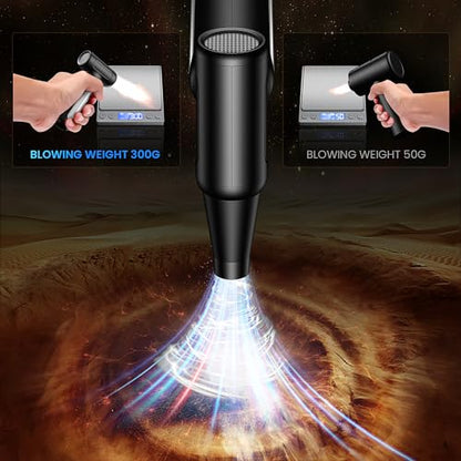 전기 압축 에어 더스터 - 30,0000RPM 충전식 무선 터보 송풍기, 자동차, PC, 키보드, 가정 및 실외 먼지 청소용 휴대용 에어 블로어 건 (압축 에어 캔 교체) - color: 실버