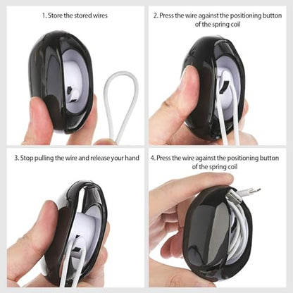 Automatic Retractable Cord Organizers for Earphones Charging Data Cables Tidying Storage Box with Portable Designs