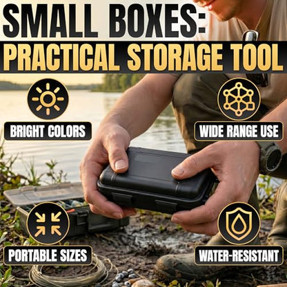 2 Pcs Small Waterproof Box Set, 4.92 x 2.95 x 1.53", (Black & Khaki) - color: Black & Khaki