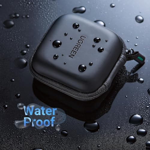 UGREEN Earbud Case, Waterproof Earphone Case Pouch Compatible with AirPods Pro Headphone Case Holder with Stainless Steel Carabiner, for Headphones, Earbuds, SD Memory Card, Camera Chips, Black - color: Black