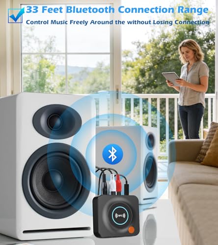 Bluetooth Receiver for Home Stereo, AUX RCA to Bluetooth Adapter | NFC Bluetooth Audio Receiver for Old Speakers Music Streaming Sound System, KAIY Convert Wired Speakers to Wireless