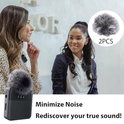 2PCS Microphone Furry Windscreen Muff Fit for Rode Wireless Go II Wind Muff Windscreen, Handheld Microphone Windscreen Reducing Wind Ambient Noise (Gray)