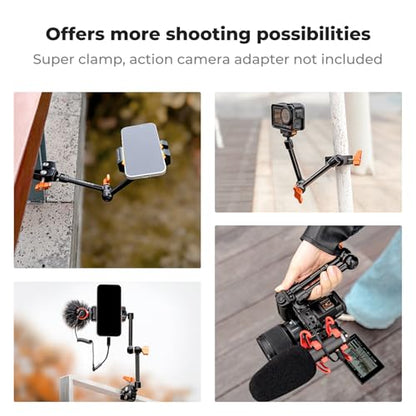 K&F CONCEPT 9.8" Magic Arm, 1/4" Screw Camera Mount Arm 360° Ball Heads | for DSLRs, Monitor, Flash, LED Light, Microphone, Camera Cage, Action Camera, MS32 - style: 9.8" Arm