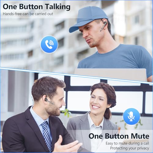 Bluetooth Headset 2 Pack V5.1 72H Talktime Wireless Headset for Cellphone | 500mah Charging Case,Mute Function,Dual Mic Noise Cancelling Hands-Free Bluetooth Earpiece for Office Driver (2)