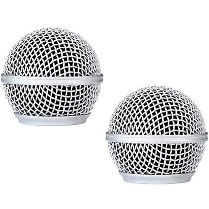 RK143G Replacement Grille for Shure BLX288/SM58 Digital Handheld Wireless Microphone System 2-Pack, with Windscreen, Silver Color, 2 Pack