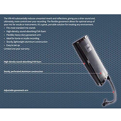 LyxPro Gooseneck Vocal Booth 40 Portable Acoustic Isolation Instrument Shield, Sound Absorbing Panel, with Adjustable Desktop Microphone Stand